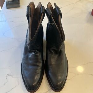 Tecovas Black Leather Ankle Boots